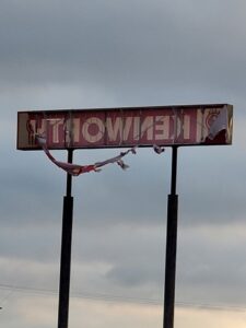 Repaired storm damaged pylon sign.  New flex faces, converted to LED, and painted cabinet and poles.